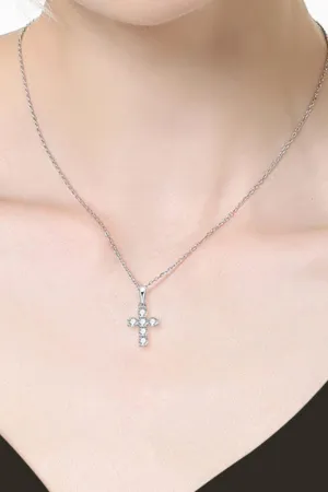 Sparkling Allure Moissanite Cross Pendant Necklace