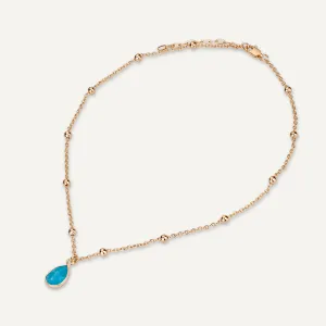 Sparkling Crystal & Cerulean Clasp Necklace In Gold-Tone