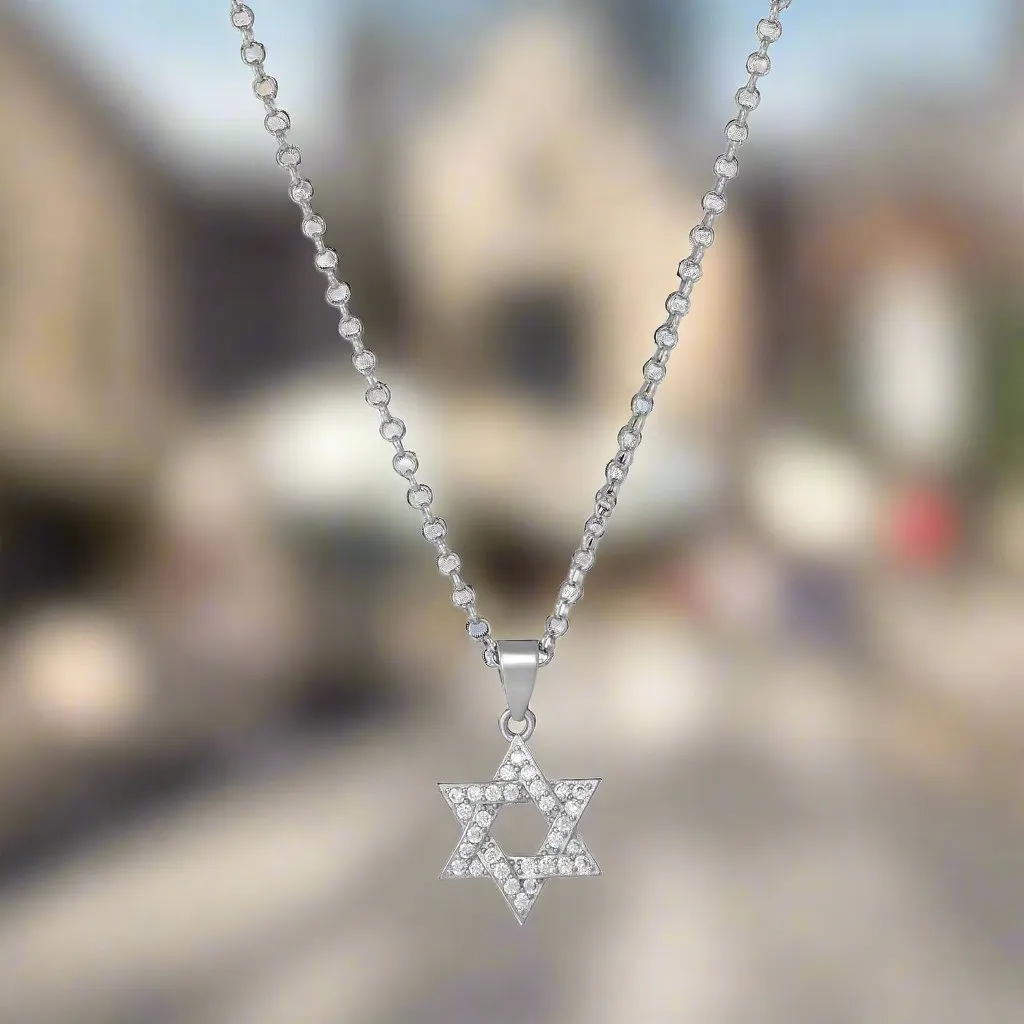 Sparkling Demure Star of David Necklace for Women