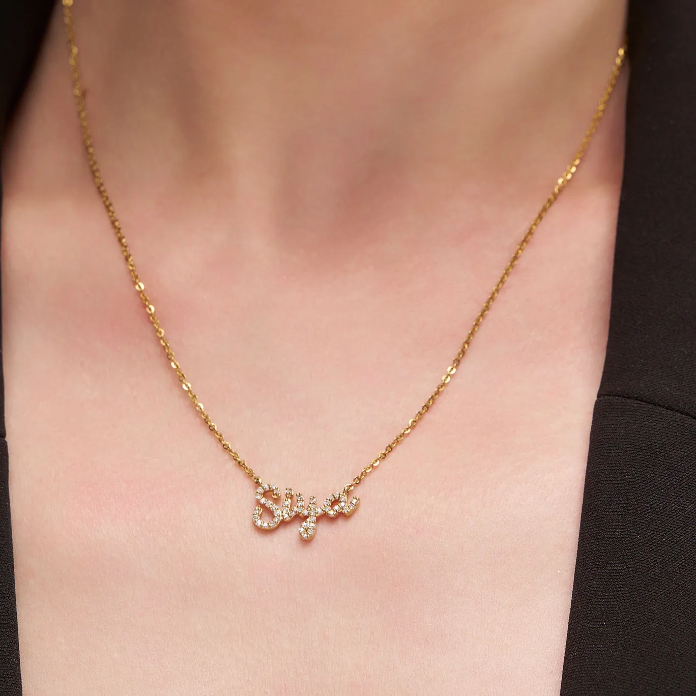 Sparkling Diamond Name Necklace