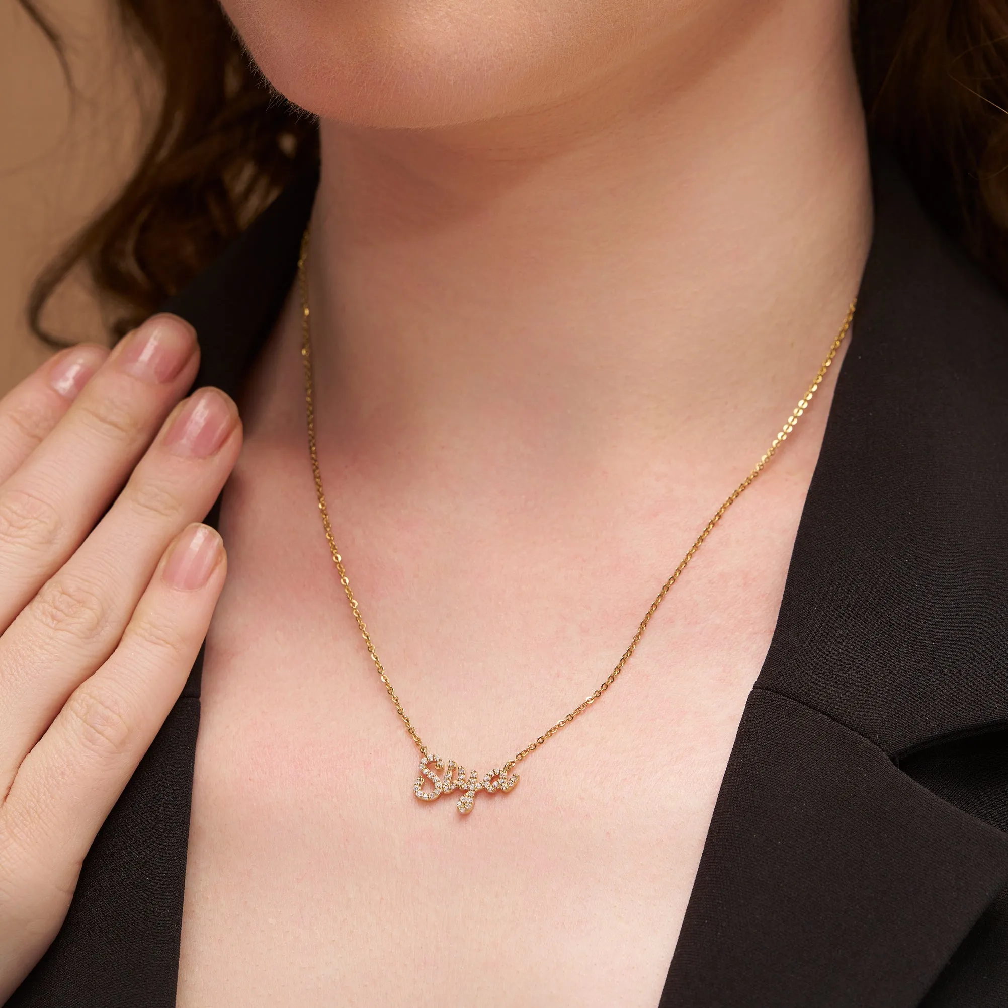 Sparkling Diamond Name Necklace