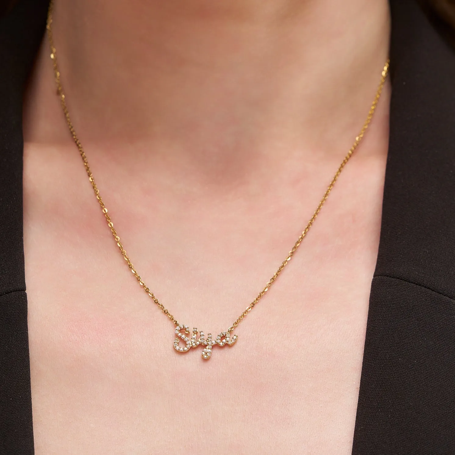Sparkling Diamond Name Necklace