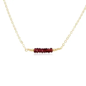 Sparkling Red Garnet Faceted Bead Bar Necklace