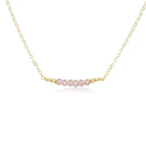 Sparkling White Freshwater Pearl Tiny Bead Bar Necklace