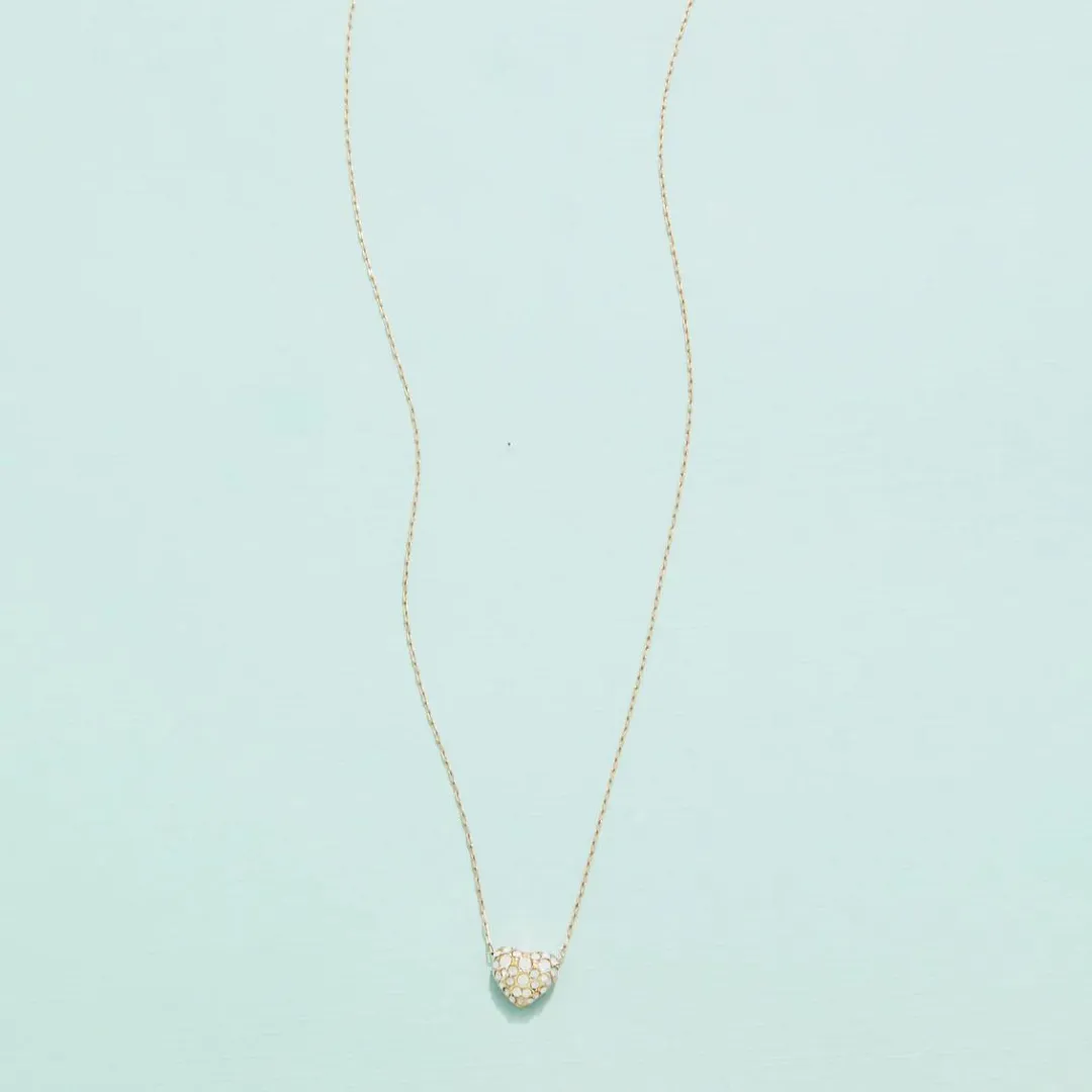 Spartina Splash White Opal Sparkling Heart Necklace