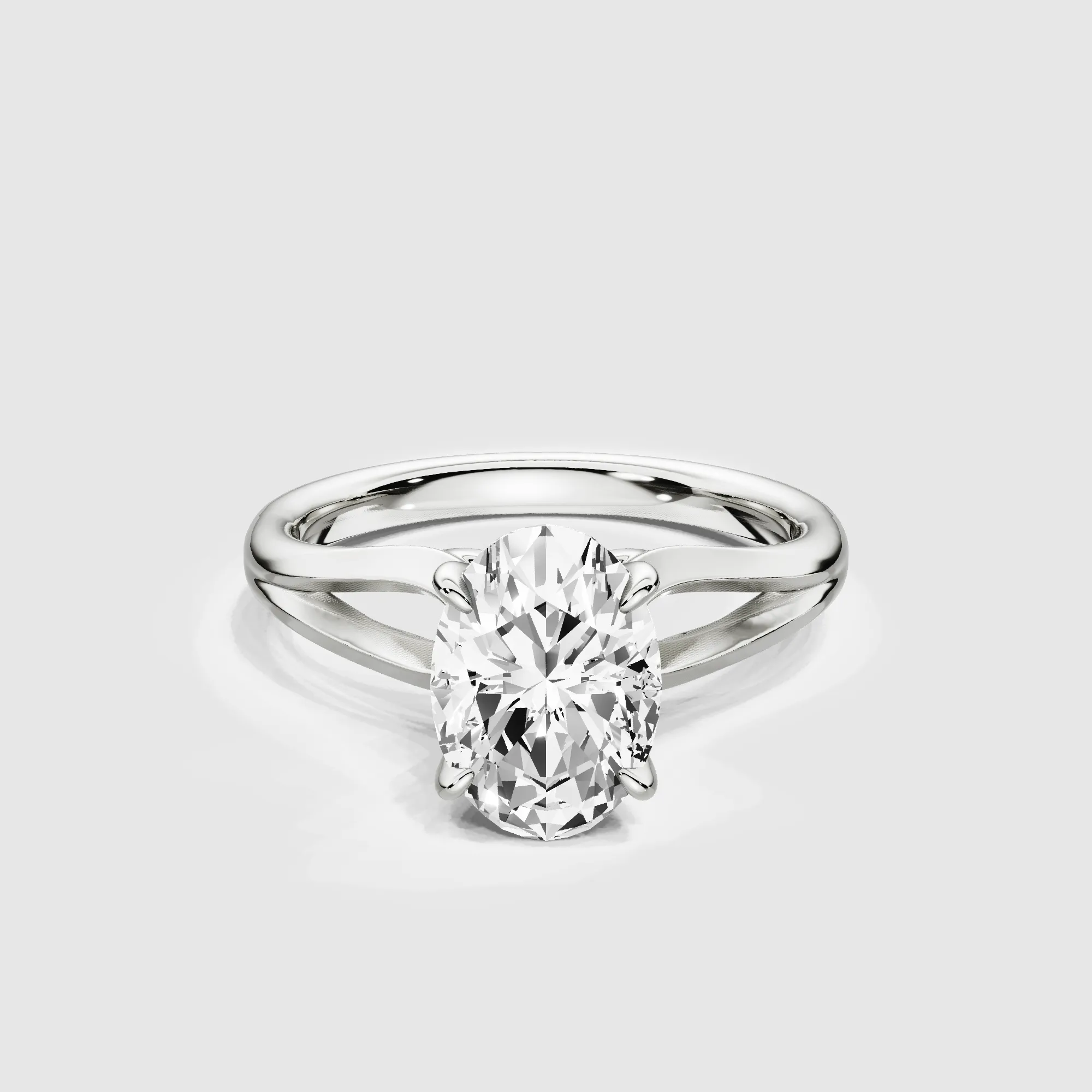 Split Shank Solitaire Ring-Oval