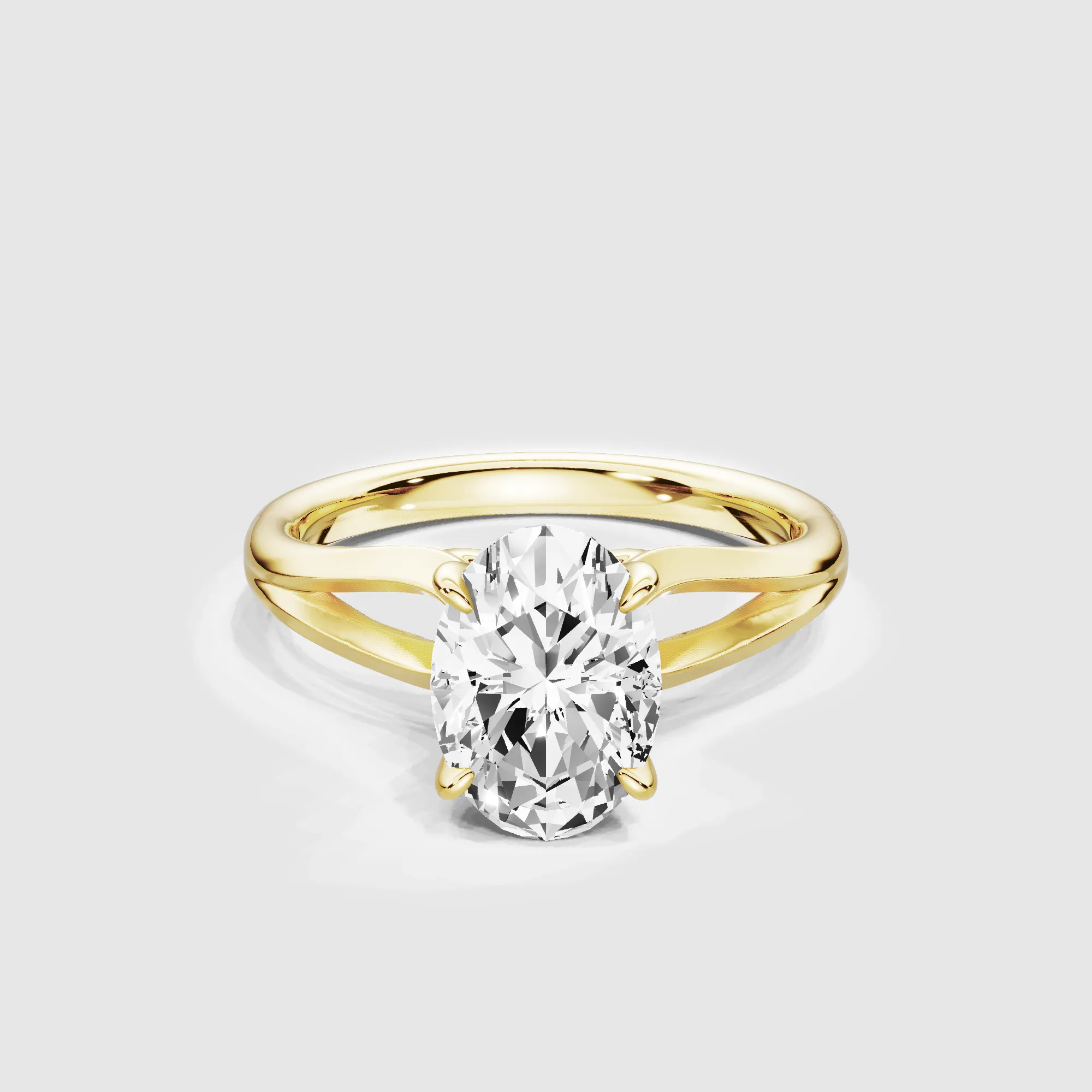 Split Shank Solitaire Ring-Oval