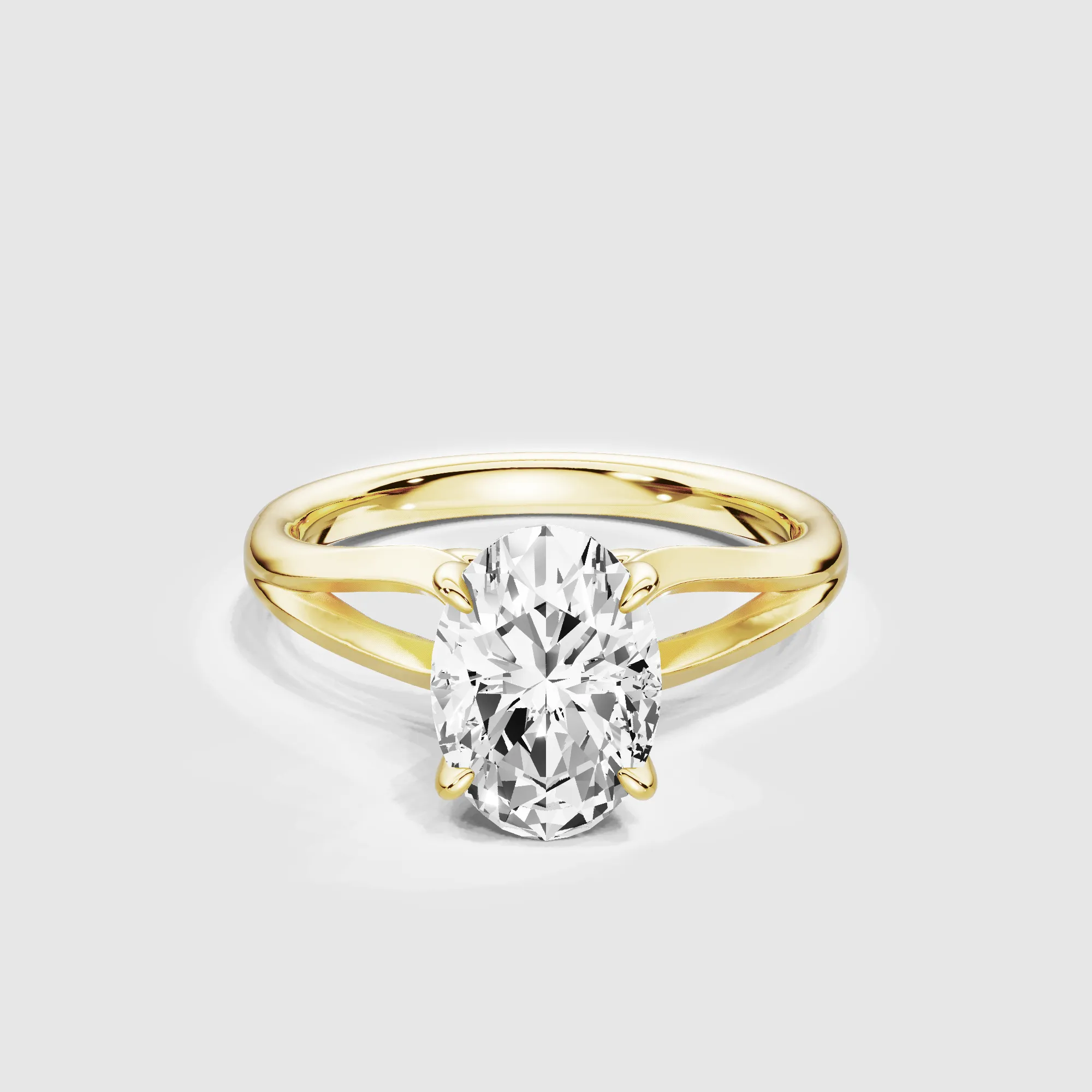 Split Shank Solitaire Ring-Oval