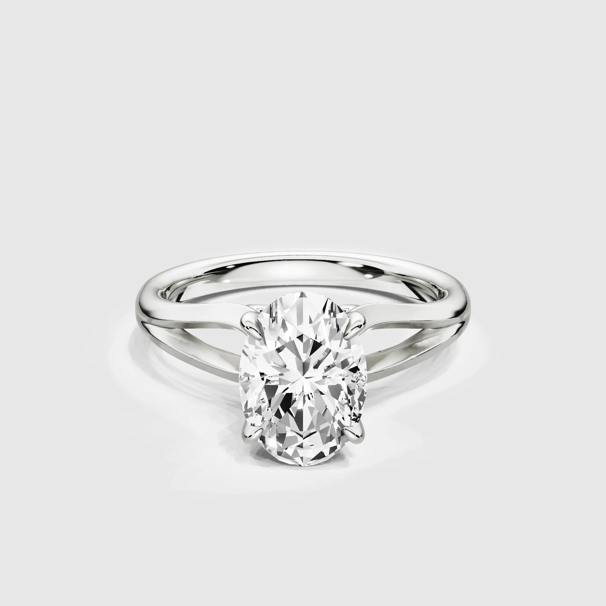 Split Shank Solitaire Ring-Oval