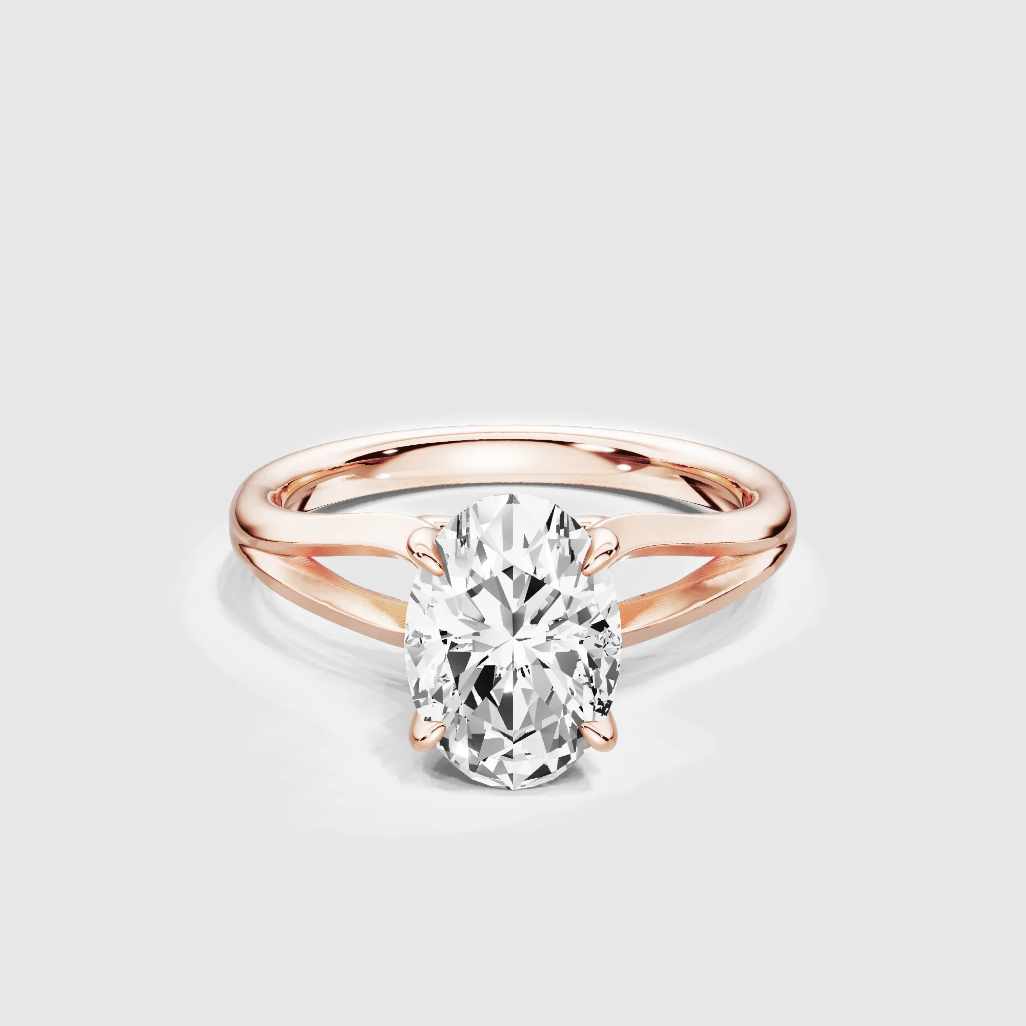 Split Shank Solitaire Ring-Oval