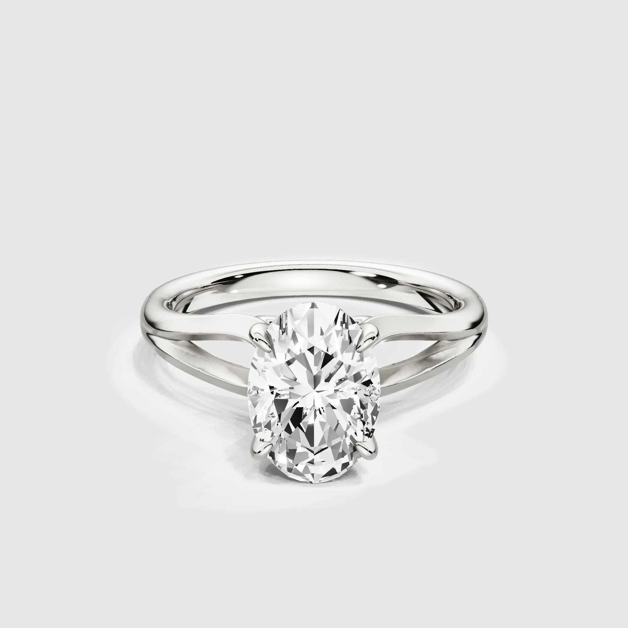 Split Shank Solitaire Ring-Oval