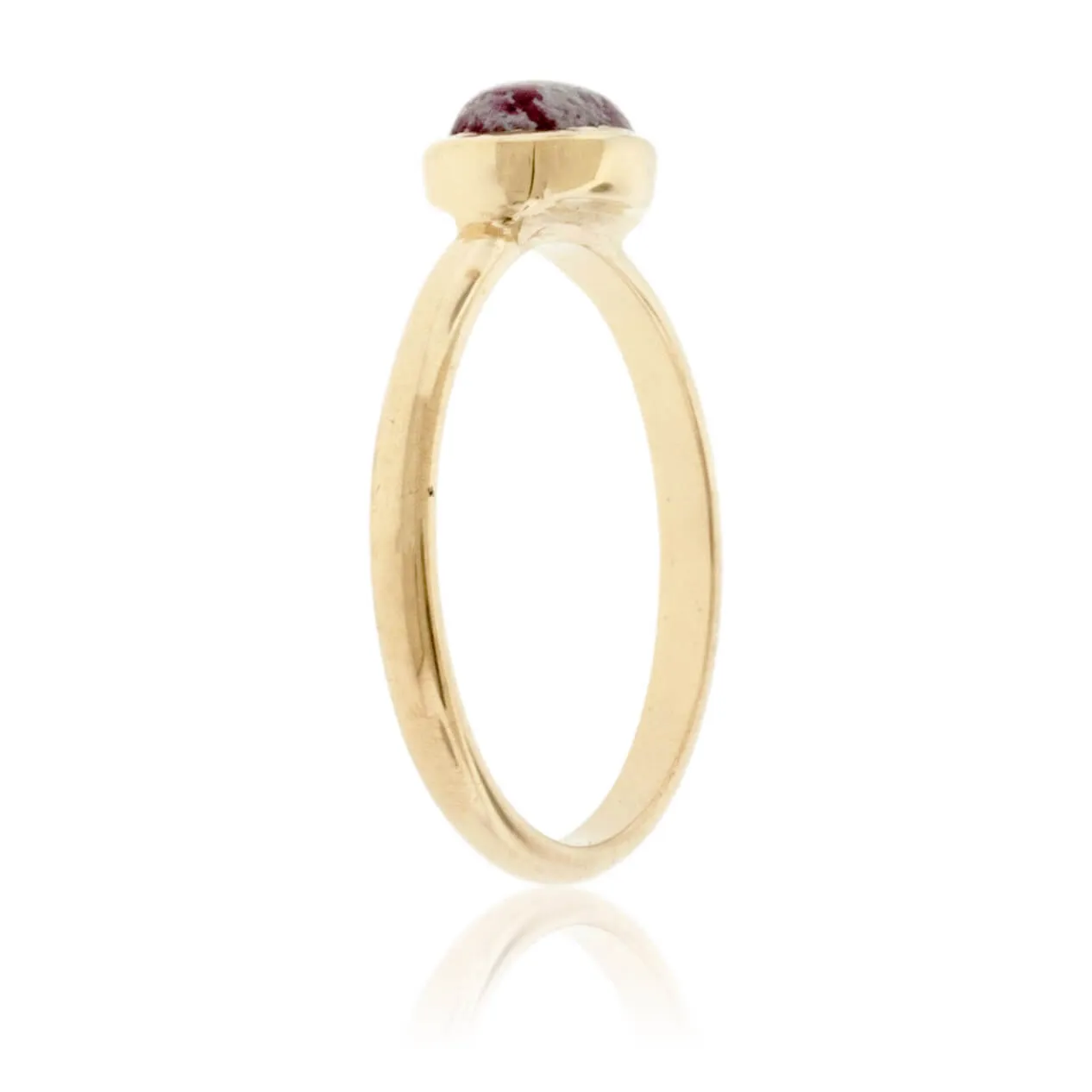 Stackable Style Oval Red Emerald Cabochon Ring