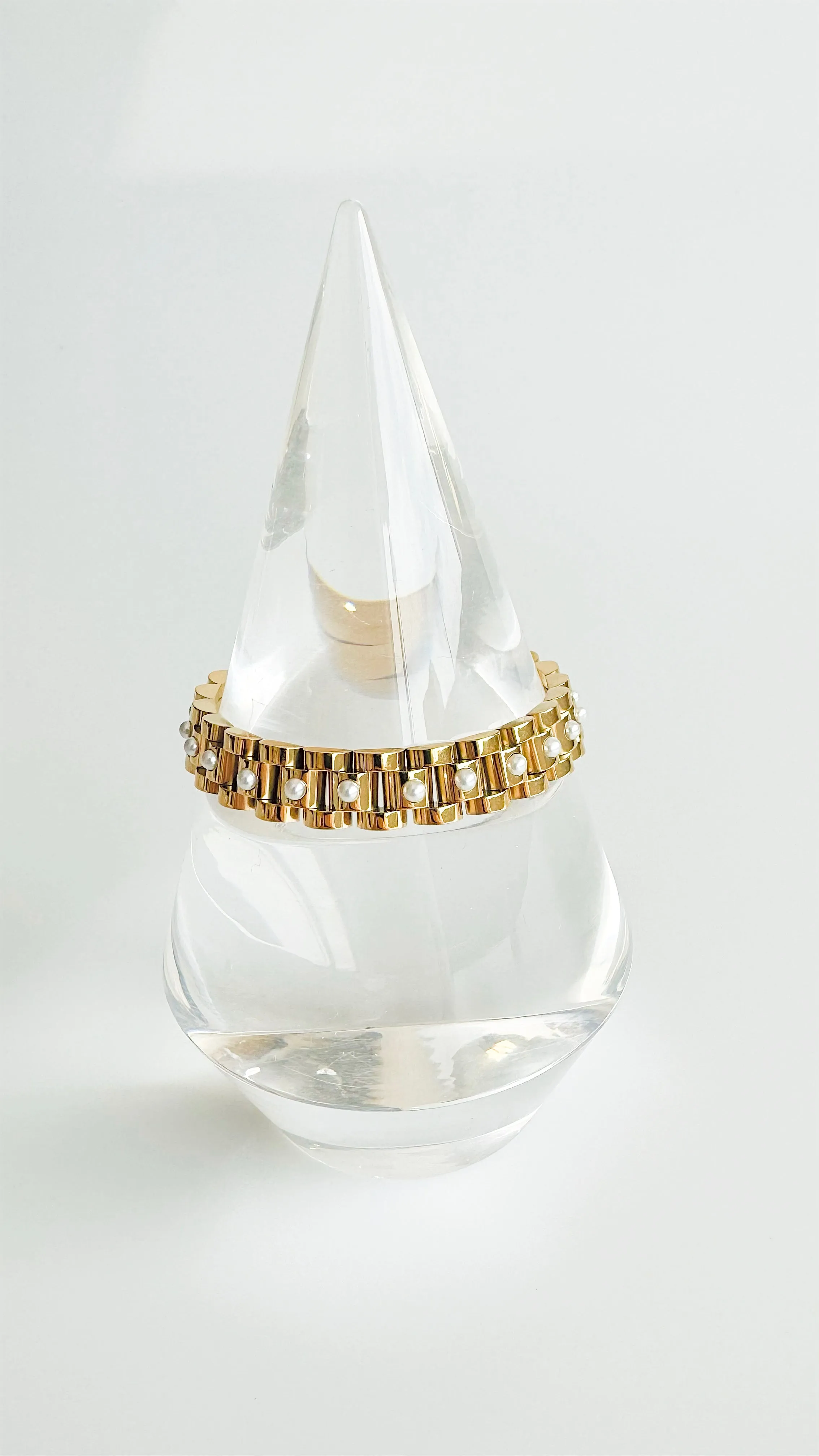 Stainless Steel Pearl Gold Watch Band Bracelet