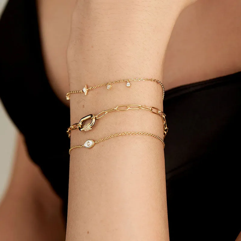 Star Kyoto Opal Sterling Silver Bracelet plated in 14K Gold