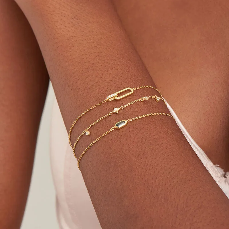 Star Kyoto Opal Sterling Silver Bracelet plated in 14K Gold