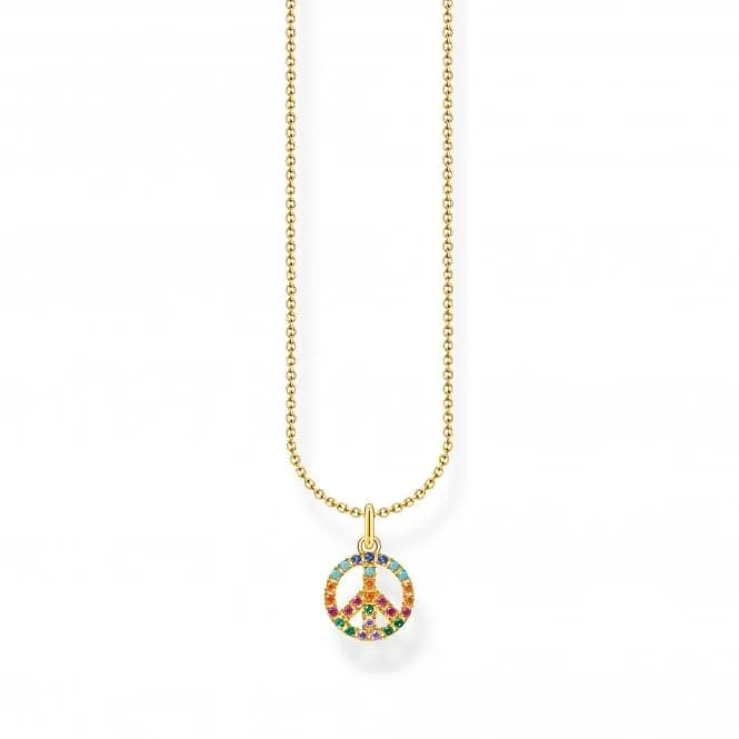Sterling Silver Gold Plated Multicoloured Peace Necklace KE2175-488-7-L45V