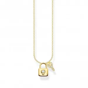 Sterling Silver Gold Plated Padlock Necklace KE2122-414-14-L45V
