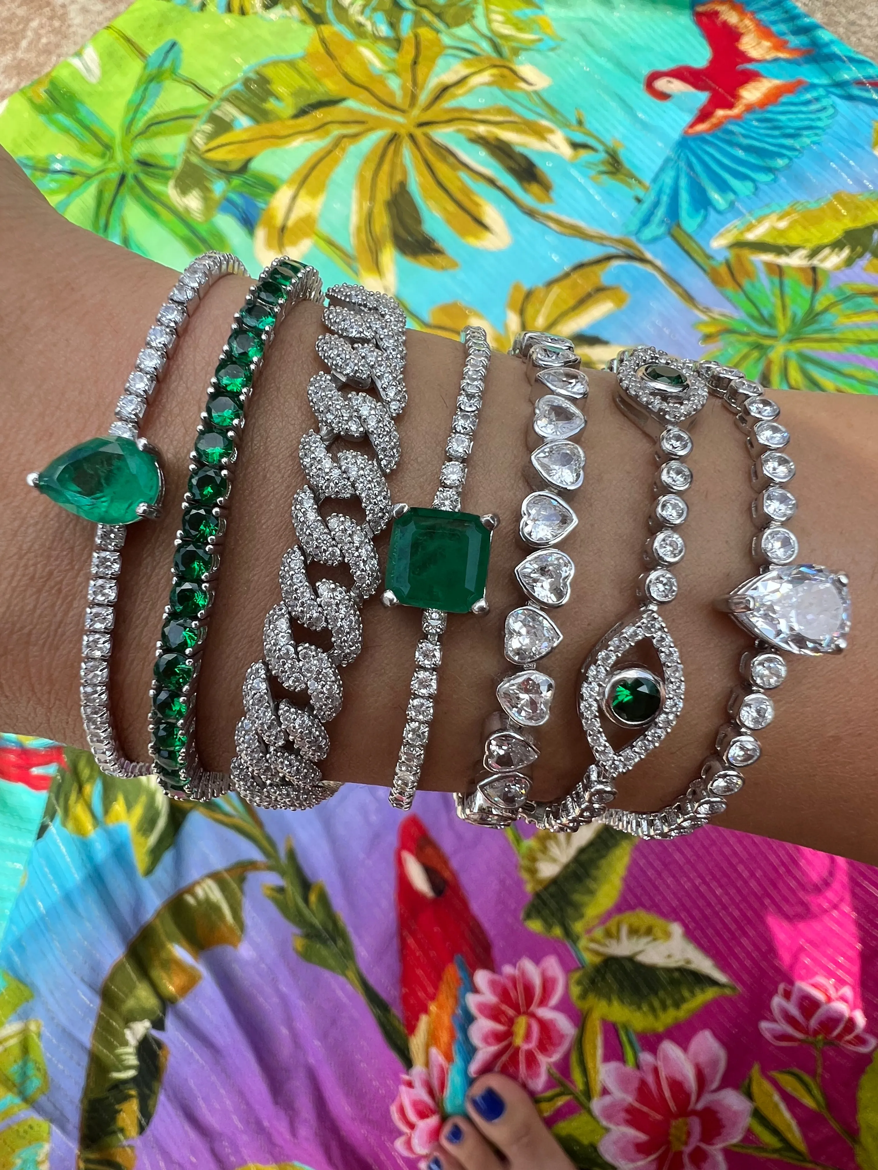 Sterling silver single pear paraiba stone bracelet