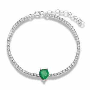 Sterling silver single pear paraiba stone bracelet