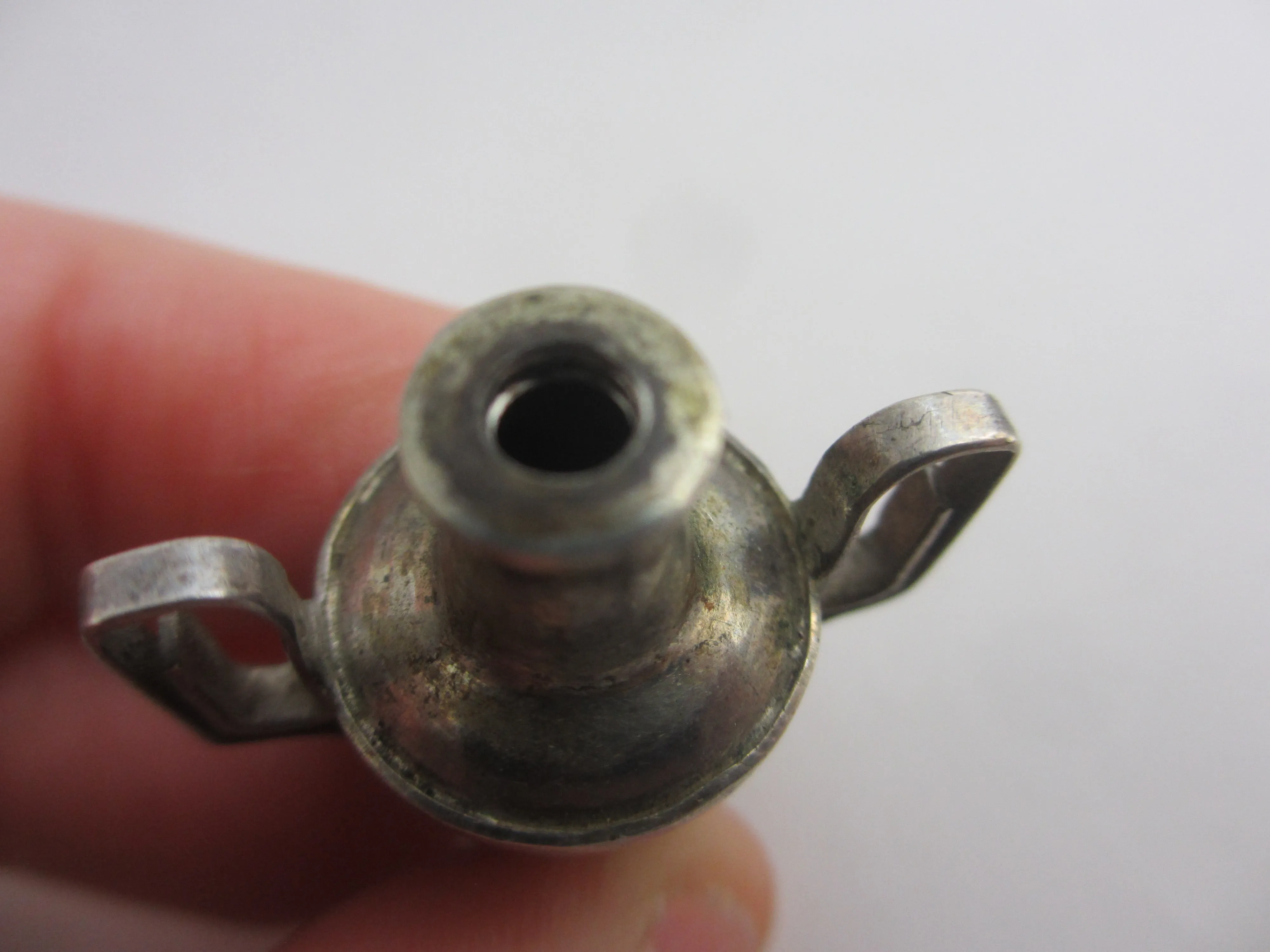 Sterling Silver Urn or Vase Scent Bottle Pendant Vintage Art Deco