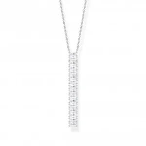 Sterling Silver White Stones Necklace KE2117-051-14-L45V