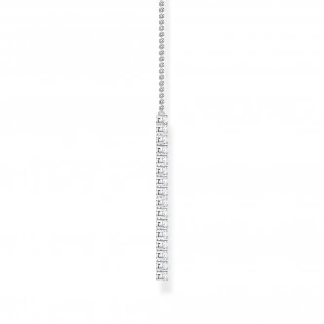 Sterling Silver White Stones Necklace KE2117-051-14-L45V