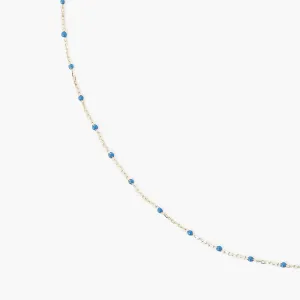 Stone Blue Enamel Bead Necklace