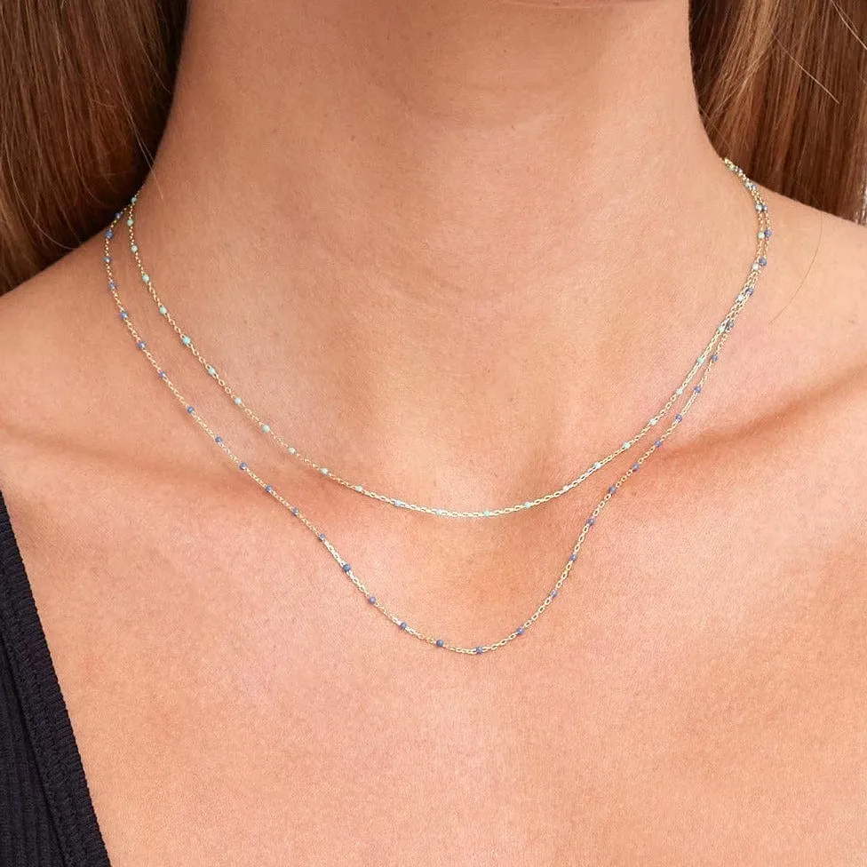 Stone Blue Enamel Bead Necklace