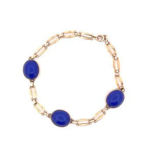 Stunning 14K Yellow Gold Blue Agate Bracelet