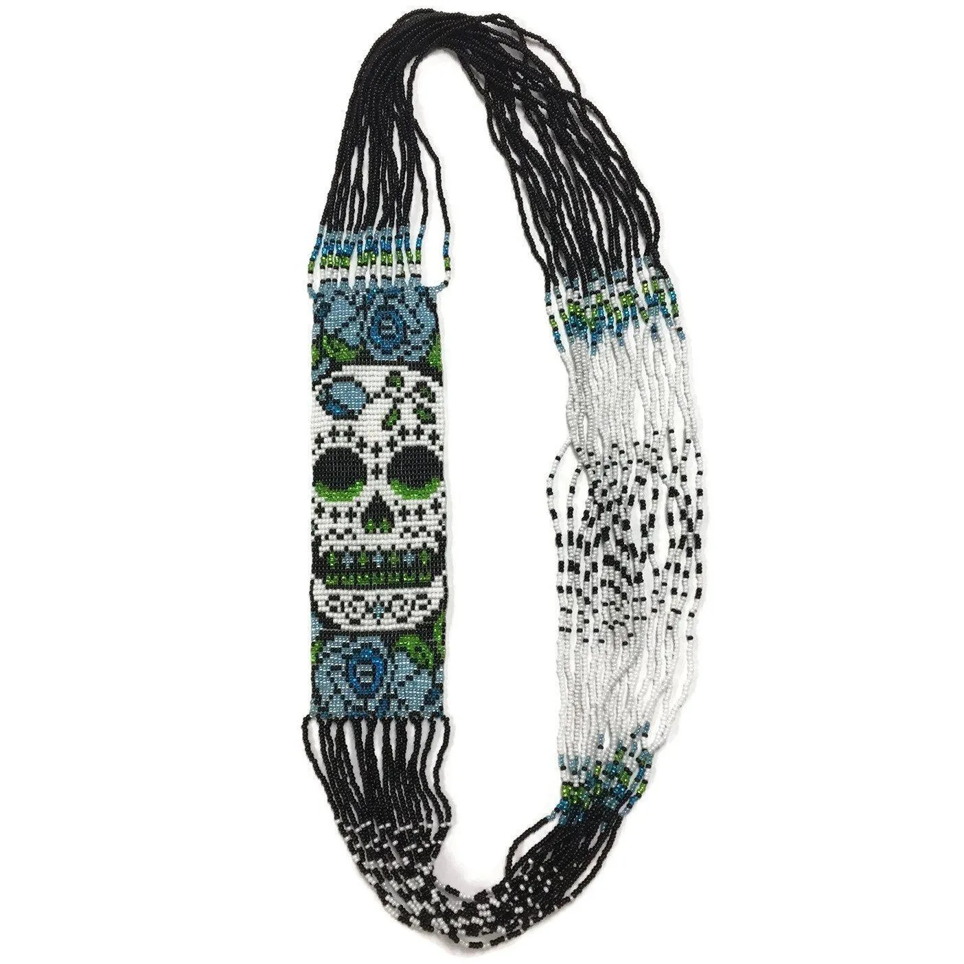 Sugar Skull Seed Bead Necklace - Guatemala