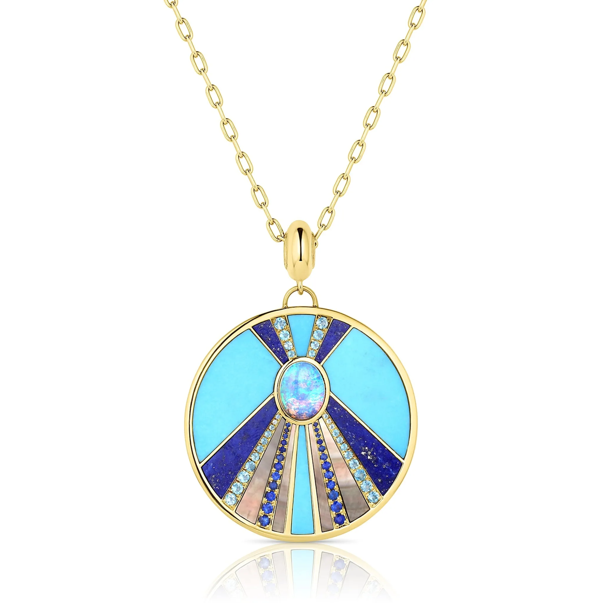 SUN STONE PENDANT NECKLACE - Blue Colorway