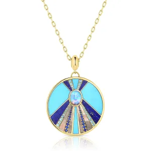 SUN STONE PENDANT NECKLACE - Blue Colorway