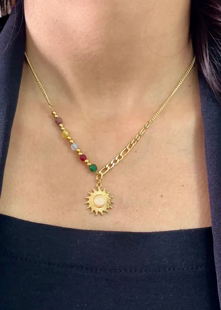 Sunburst Mixed Charm Necklace