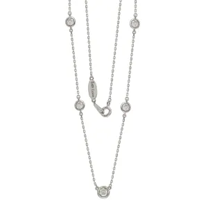 Suzy Levian White Topaz (1.50cttw) Sterling Silver 5 Stone Station Necklace
