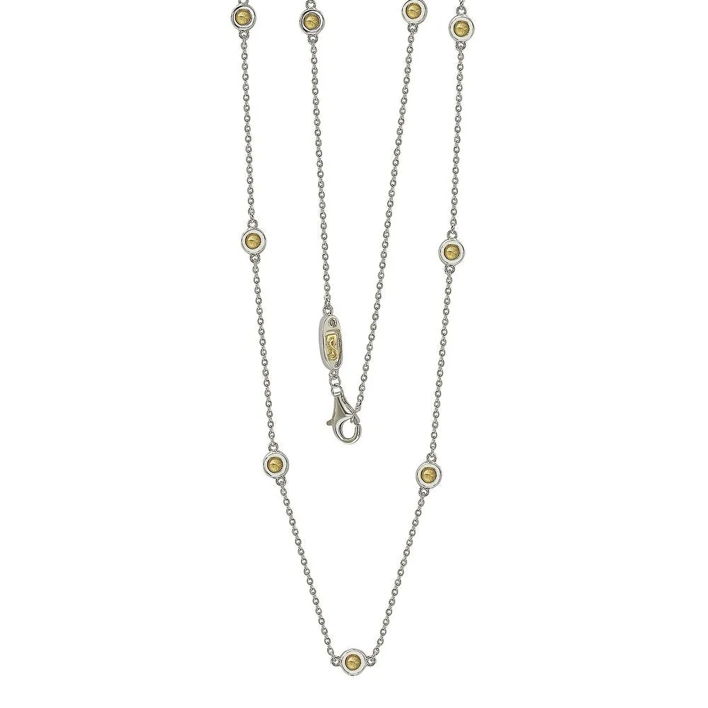 Suzy Levian Yellow Sapphire 1.80cttw Sterling Silver Station Necklace