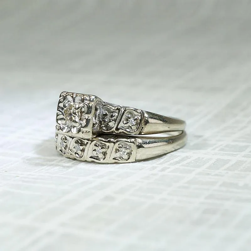 Sweet Diamond Wedding Set in White Gold