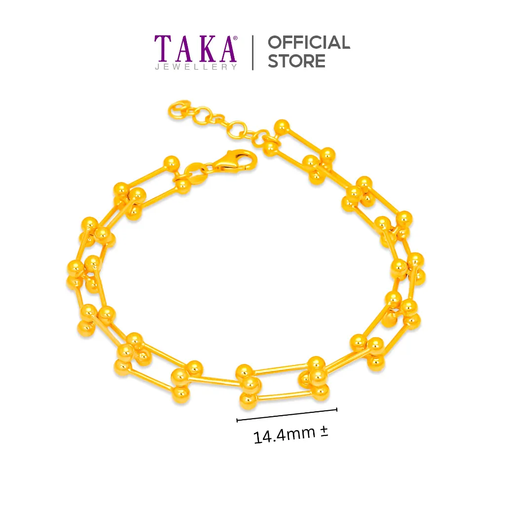 TAKA Jewellery 916 Gold Bracelet Dumbbell