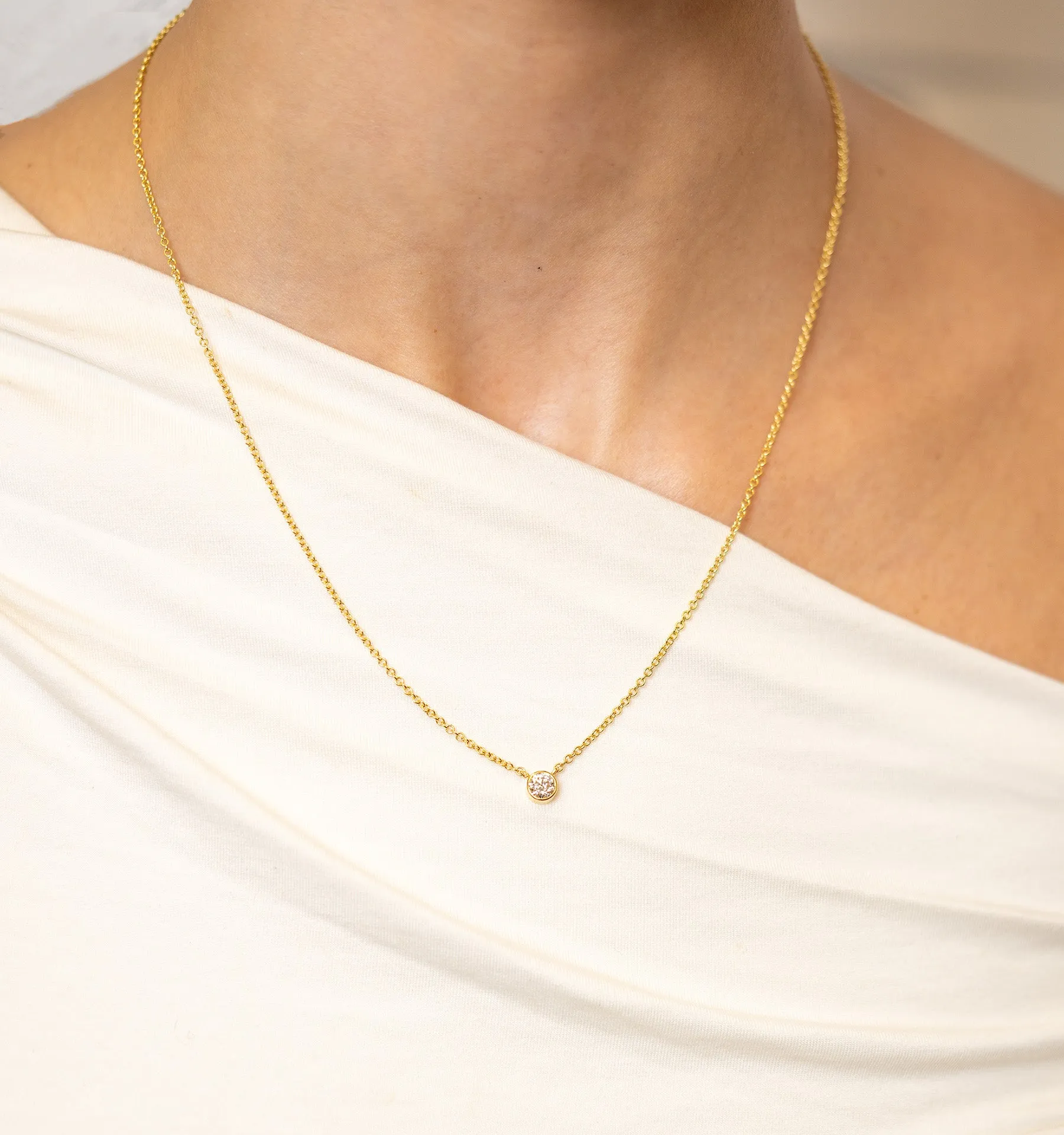The Skeie's Diamond-Bezel Solitaire Necklace