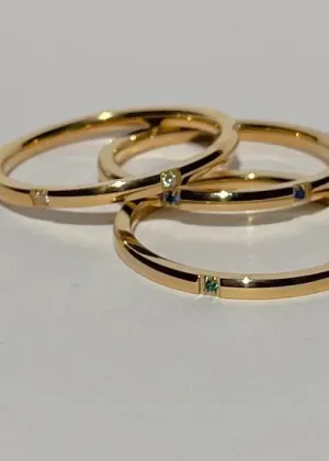 Thin Stone Stacker Ring | Sapphire Green