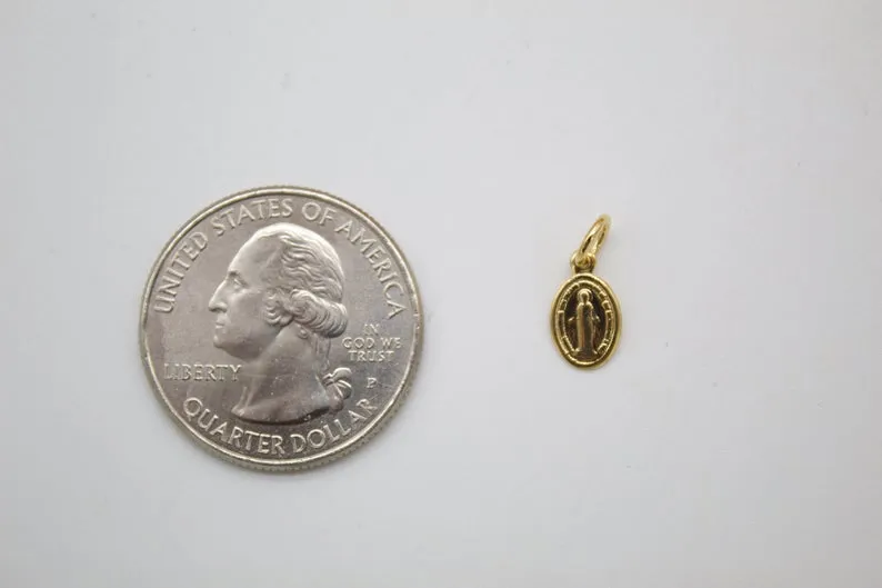 Tiny Gold Filled Miraculous Medal Pendant