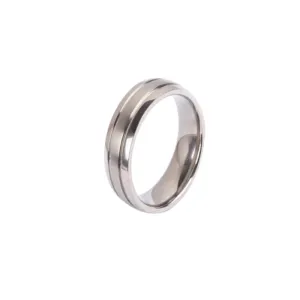 Titanium 8mm thin cut center satin finish polish sides ring
