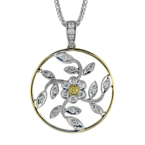 Trellis Floral Pendant in 18k Gold with Diamonds