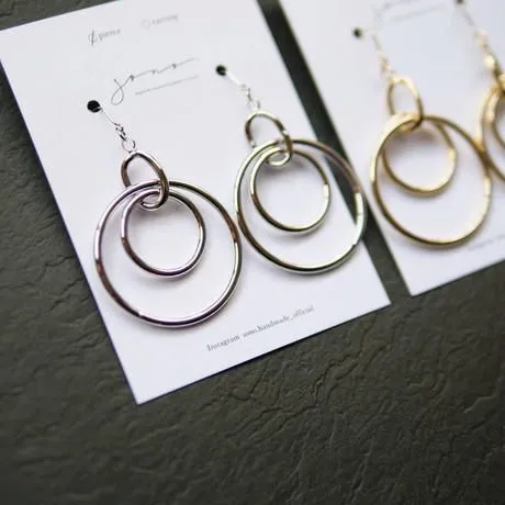 Triple circle Pierced earrings/Clip-on earrings