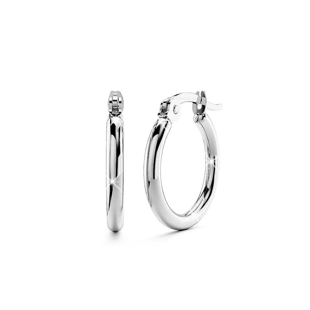 Trishia Hoop White Gold Layered Earrings 15mm