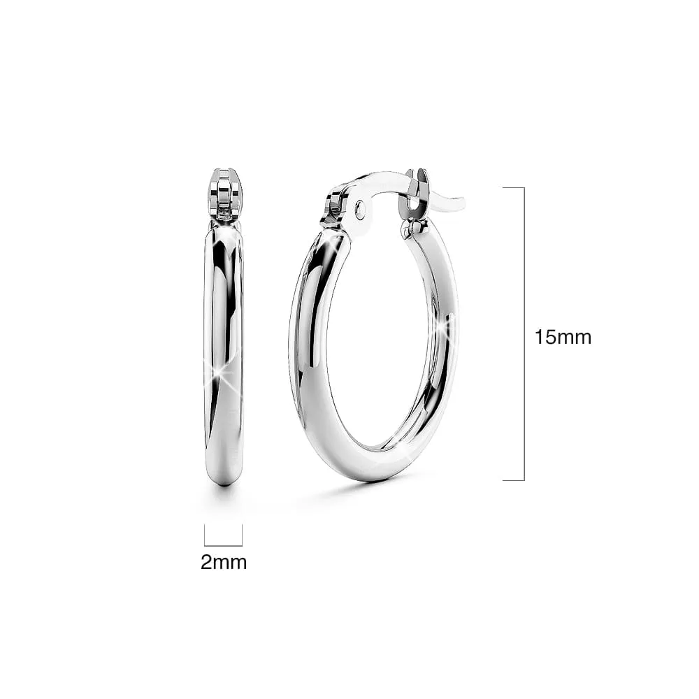 Trishia Hoop White Gold Layered Earrings 15mm