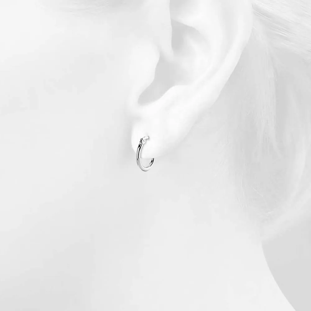 Trishia Hoop White Gold Layered Earrings 15mm
