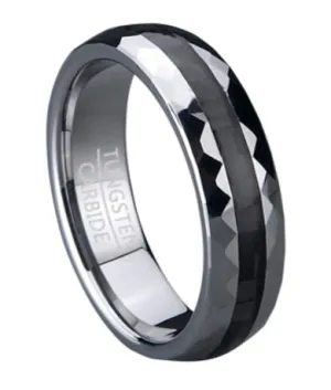 Tungsten Wedding Ring with Carbon Fiber Center Inlay | 6mm