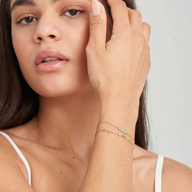Turquoise Bar Sterling Silver Bracelet plated in 14K Gold