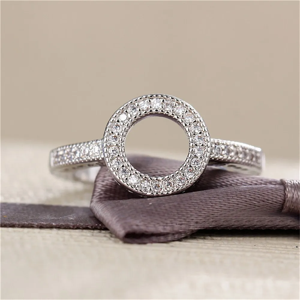 Unbroken Pavé CZ Circle Symbol Ring