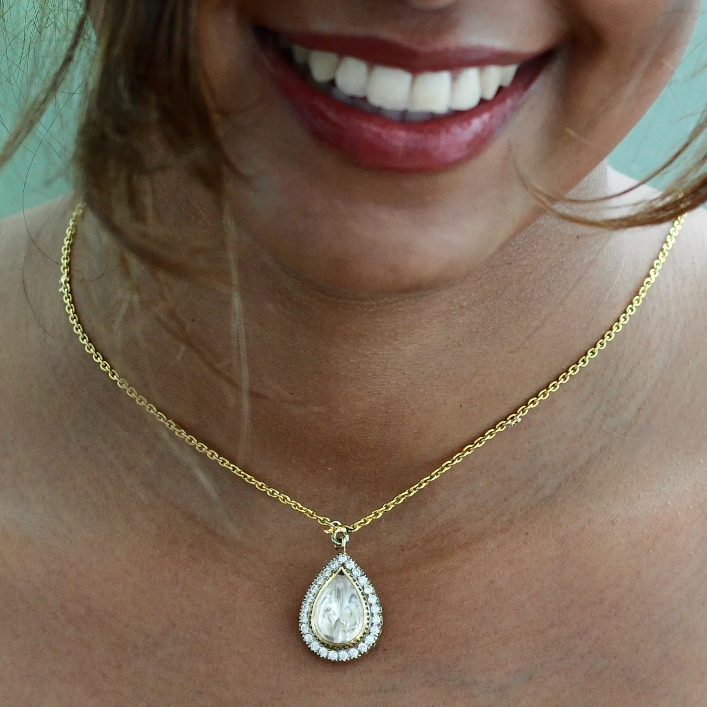 Uncut Polki Kundan Faux Diamond Pendant